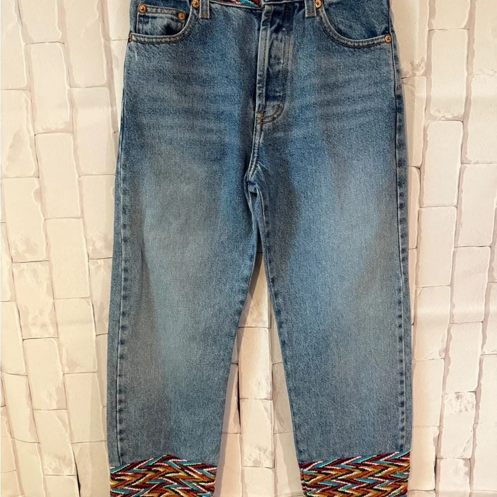 Rare Multicolor Trim Cropped Jeans ASO Buffy Summers BtVS High Rise Vintage - Picture 4 of 11